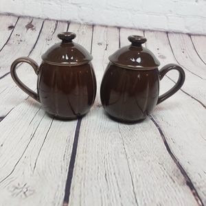 Teavana 6 Piece Set Brown Loose Leaf Teacup Mug Steepers Fine Porcelain China